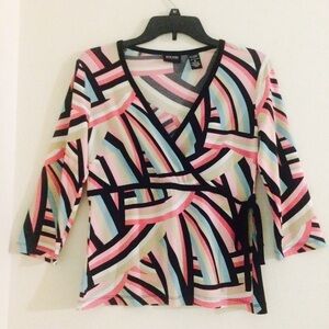 NEW YORK & COMPANY blouse Girly drawstring multicolored blouse